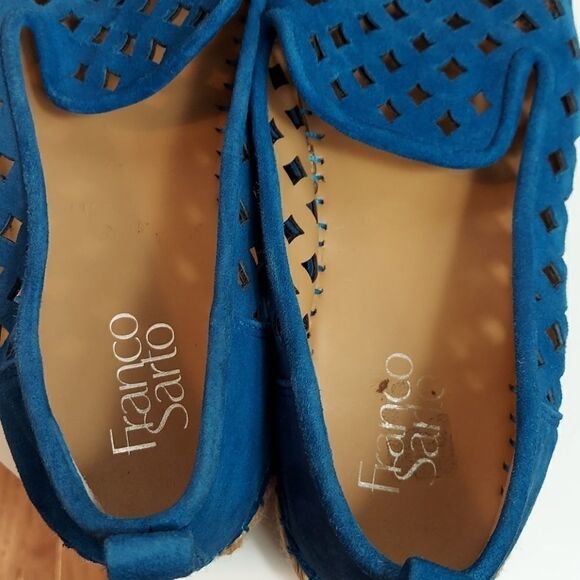 Franco Sarto Blue Suede Laser Cut Espadrille Shoes - Picture 7 of 8
